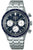Montre chronographe pour homme avec bracelet en acier inoxydable, cadran bleu et lunette tachymètre