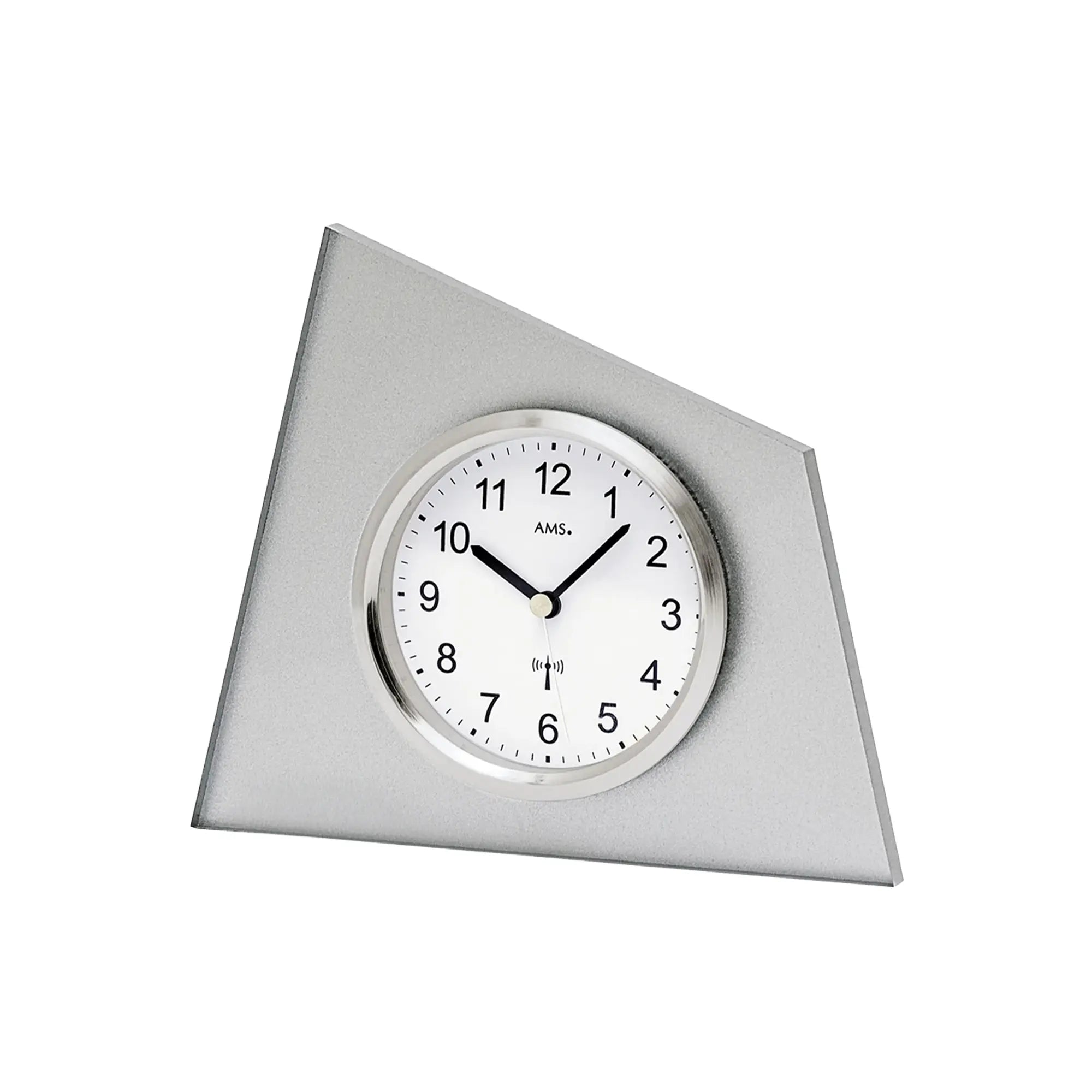 Horloge de table AMS F5175S argent • Radio-pilotée • Verre minéral et façade en aluminium