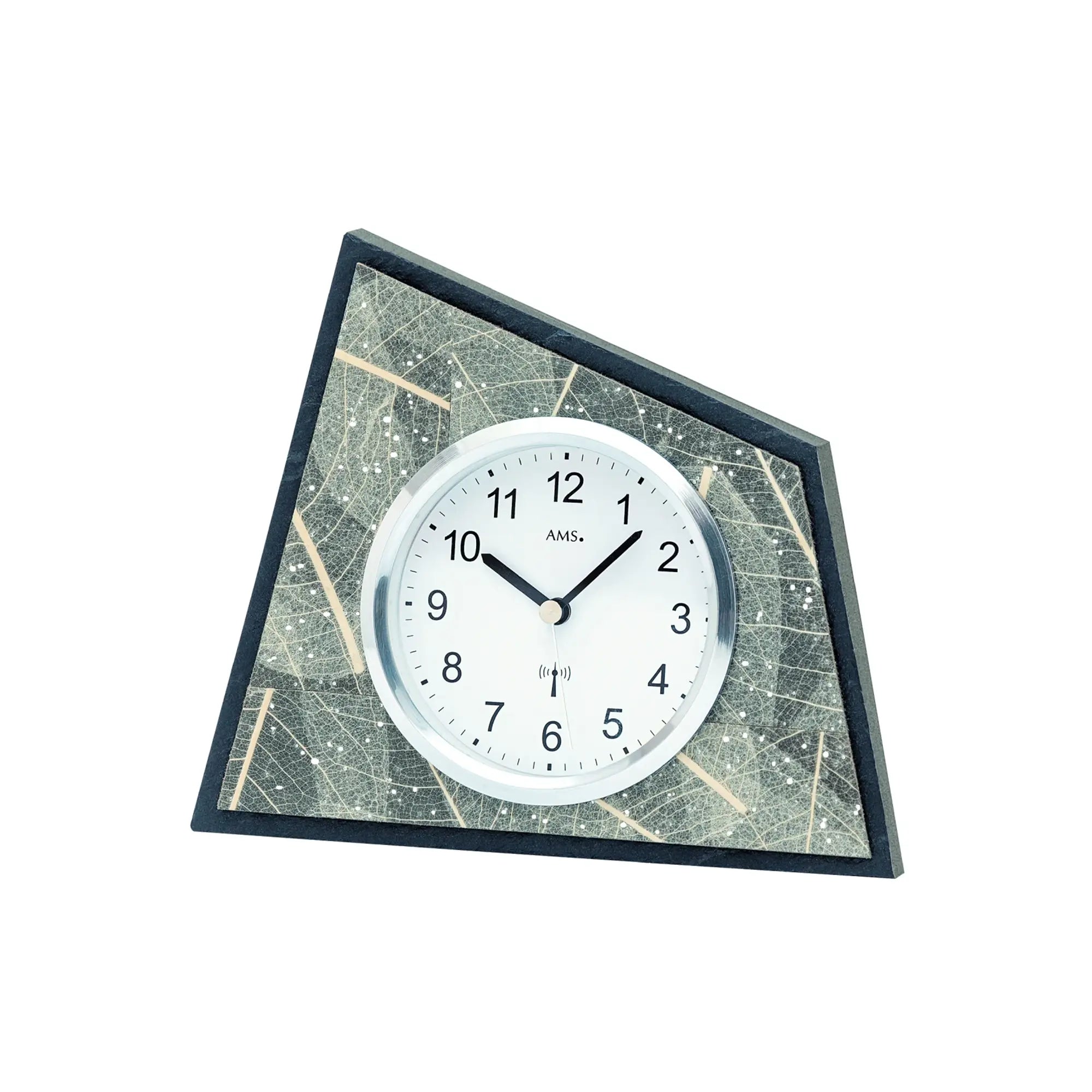 Horloge de table AMS F5177 feuille d'arbre naturelle • Radio-pilotée • Cristaux Swarovski