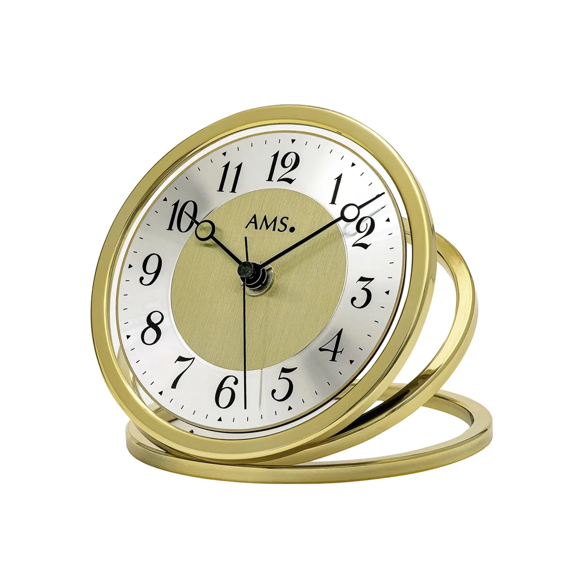 Horloge de table AMS F5179 en laiton • Radio-pilotée • Verre minéral
