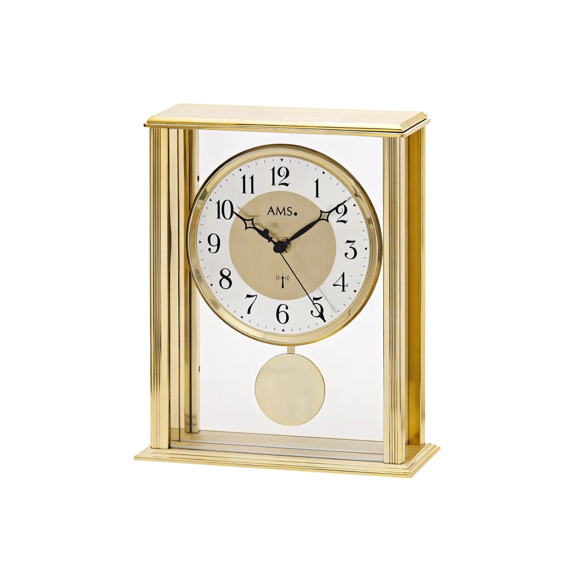 Horloge de table AMS Biel F5191 couleur laiton • Radio-pilotée • Chiffres arabes