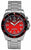 Montre bracelet pour homme avec bracelet en acier, cadran rouge et affichage de la date à 3 heures