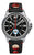 Bracelet de montre pour homme avec boîtier argenté, cadran noir et bracelet en cuir noir avec des accents rouges
