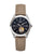 Montre pour femme UMR automatique avec bracelet en cuir beige, cadran bleu et verre saphir