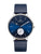 Montre-bracelet UMR Ruhla avec bracelet en cuir bleu foncé, cadran bleu et petite seconde
