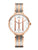 Montre pour femme couleur rose avec cadran rond, verre saphir, cristaux Swarovski et bracelet en métal