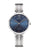 Montre pour femme avec cadran bleu foncé, bracelet en titane, chiffres romains et strass