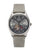 Montre automatique pour homme avec bracelet en cuir gris, boîtier argenté et sous-cadrans