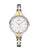 Montre pour femme, bracelet argenté, cadran blanc avec accents jaunes