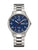 Montre à quartz classique UMR Ruhla avec cadran bleu, analogique, bracelet en acier inoxydable