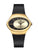 Montre pour femme UMR Ruhla : bracelet en cuir noir, boîtier doré, cadran crème