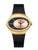 Montre-bracelet avec bracelet en maille milanaise noir et boîtier doré, cadran rond