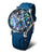 Montre pour femme avec bracelet bleu et boîtier en acier inoxydable ; cadran en nacre avec aiguilles