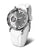 Bracelet de montre pour femme avec bracelet en cuir blanc, cadran argenté et boîtier rond en acier