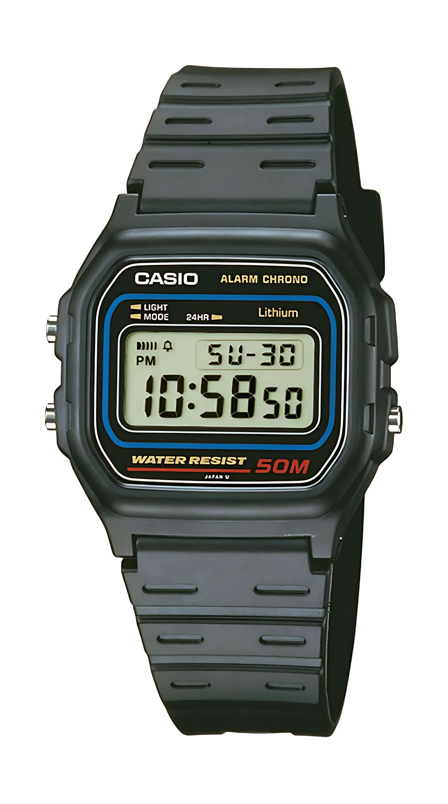 Casio Herrenuhr mit digitalem Display und dunkelgrünem Kunststoffarmband