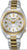 Montre automatique Seiko pour femme avec bracelet bicolore et cadran blanc, affichage de la date