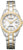 Montre Citizen pour femme : bracelet en métal argenté et doré, cadran blanc, date