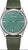 Bracelet de montre pour homme avec cadran vert et bracelet en cuir, boîtier rond argenté