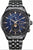 Montre homme avec cadran bleu, bracelet en acier inoxydable et sous-cadran phases de lune