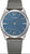Montre ultraplate pour homme avec cadran bleu, boîtier argenté et bracelet en cuir gris