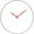 Horloge murale ronde avec bord argenté, cadran blanc et paire d'aiguilles rouge corail
