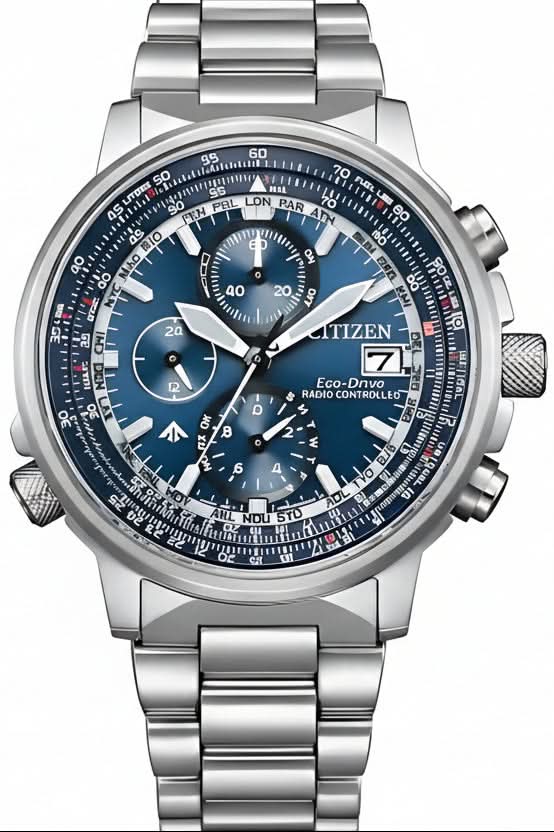 Montre chronographe Promaster pour homme avec cadran bleu et bracelet en acier inoxydable