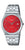 Montre analogique Casio avec bracelet en acier inoxydable, cadran rouge Sunray et chiffres à 5 heures