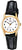 Montre Casio pour femme avec bracelet en cuir noir, boîtier doré et cadran blanc