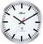 Horloge murale avec cadre en acier inoxydable argenté, cadran blanc, aiguilles noires et trotteuse rouge