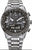 Montre homme avec cadran noir et bracelet en acier inoxydable, look chronographe