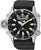 Montre homme avec cadran noir, lunette de plongée et bracelet en caoutchouc noir