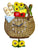 Horloge murale en céramique avec chiffres romains en forme de panier, décorée de fleurs et de fruits