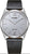Montre homme avec bracelet en cuir noir, boîtier argenté et cadran gris argenté