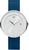 Herren-Solararmbanduhr mit rundem silbernem Gehäuse, blauem Lederband und Datumsanzeige 18