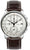 Herren-Chronographenarmbanduhr mit braunem Lederband, silbernem Gehäuse, Datumsfenster