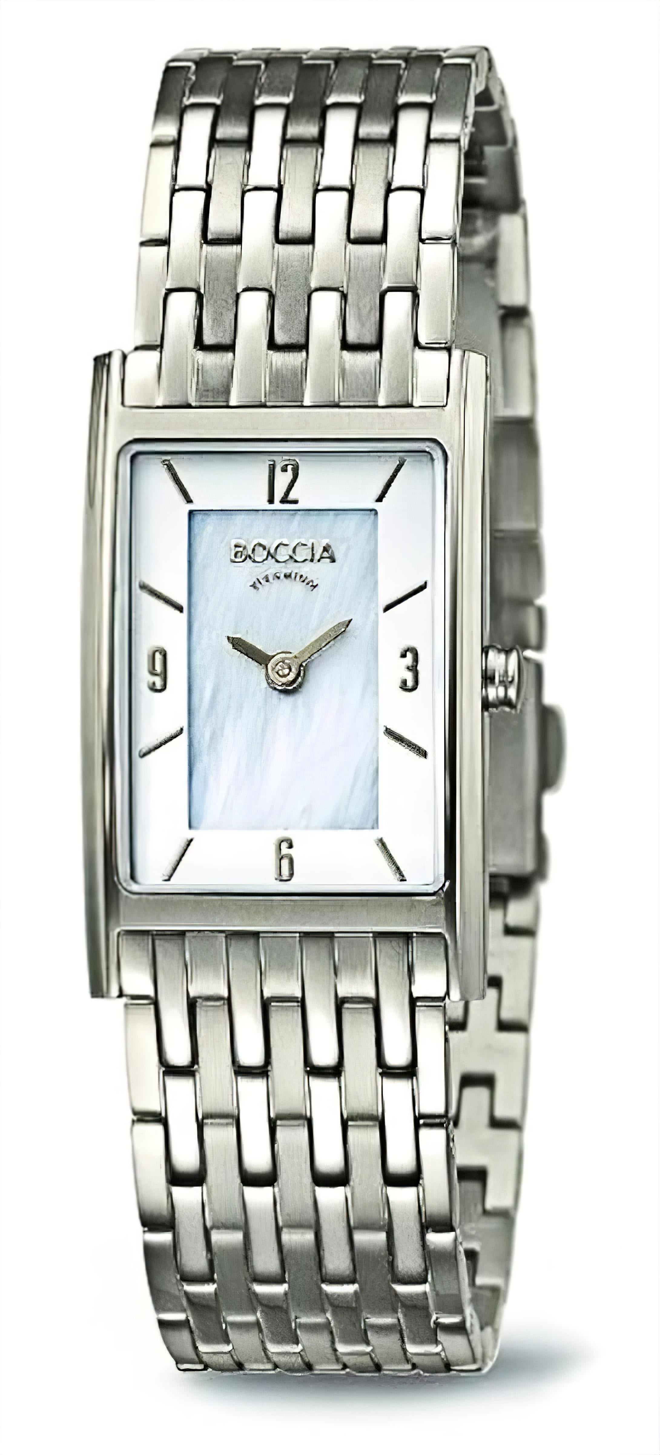 Boccia Damenuhr mit silbernem Metallarmband und rechteckigem Zifferblatt mit römischen Zahlen