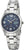 Damenuhr mit rundem blauem Zifferblatt, silbernem Metallarmband und Datumsanzeige