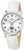 MasterTime Damenuhr mit weißem Lederarmband, analogem Zifferblatt und Datumsanzeige FR