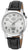 Master Time Herrenuhr mit schwarzem Ziffernblatt, schwarzem Lederarmband und silbernem Gehäuse
