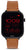 Unisex-Smartwatch mit AMOLED-Display, schwarzer Front und braunem Armband