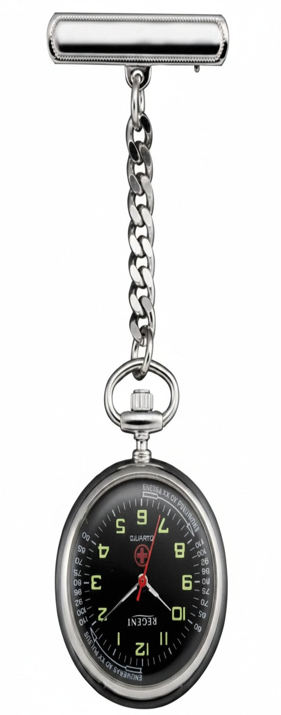Damenpulsuhr mit analogem Zifferblatt, roten Zeigern und leuchtenden Ziffern, Kettenarmband