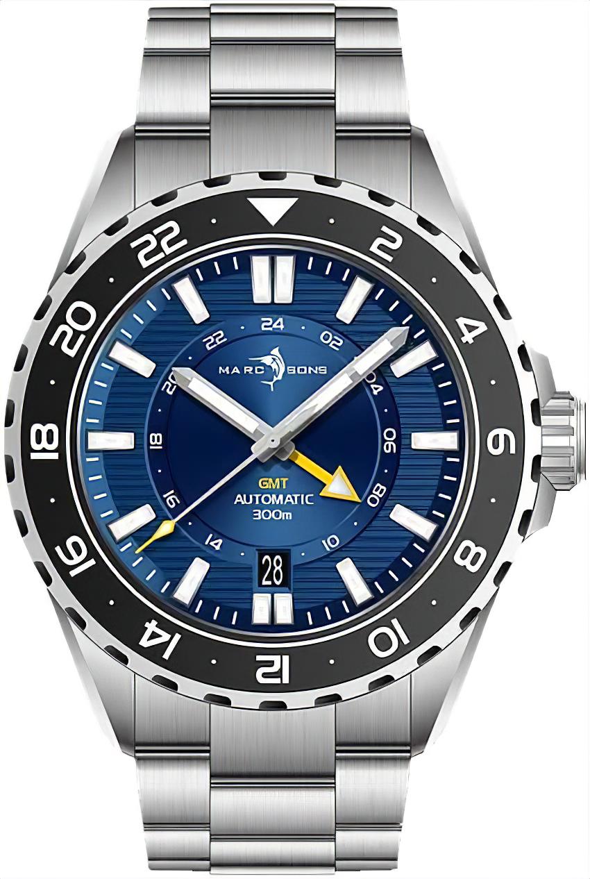 MARC & SONS Montre Homme GMT II MSG-008-02 • Sellita GMT • Verre Saphir
