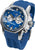 Herrenarmbanduhr mit blauem Silikonarmband und silbernem Gehäuse, blauem Zifferblatt