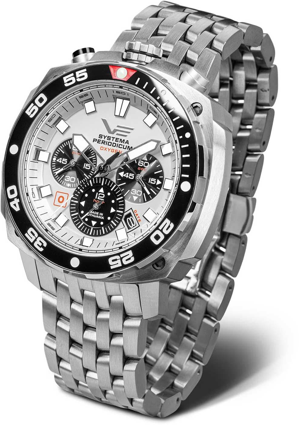Montre Vostok Europe pour homme avec bracelet en acier, cadran noir et look chronographe