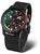 Bracelet pour homme avec bracelet en maille noire et cadran multicolore, boîtier rond
