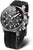 Herrenarmbanduhr: schwarzes Zifferblatt, Chronograph-Subdials, schwarzes Silikonband