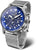 Bracelet de montre pour homme avec cadran bleu et bracelet en métal argenté
