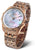 Montre pour femme avec bracelet en acier inoxydable doré et cadran bleu, affichage de la date.