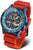 Montre homme avec cadran bleu et bracelet en silicone rouge