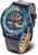 Montre pour homme avec cadran bleu et bracelet en cuir marron